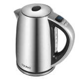 OZAVO Wasserkocher Edelstahl mit Temperatureinstellung, Kessel mit Automatischer Abschaltung, Warmhaltefunktion, 360° drehbarer Kontaktsockel, 2200W, 1,8L, Silber/Schwarz - 1