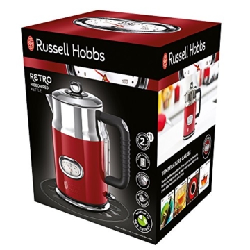 Russell Hobbs 21670-70 Wasserkocher Retro Ribbon Red, 2400 Watt, 1.7l, Retro Wassertemperaturanzeige Schnellkochfunktion, rot - 2