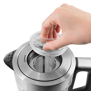 SUNTEC Glas-Tee- & Wasserkocher WAK-8496 tea [Edelstahl-Wasserkocher mit herausnehmbaren Tee-Sieb, Temperaturwahl (70-100°C), Wasserstandanzeige (0,5-1,5 l), Warmhalte-Funktion, max. 2200 Watt] - 3