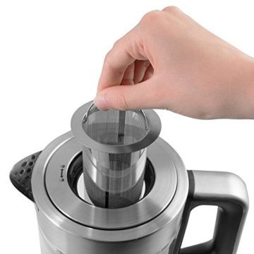 SUNTEC Glas-Tee- & Wasserkocher WAK-8496 tea [Edelstahl-Wasserkocher mit herausnehmbaren Tee-Sieb, Temperaturwahl (70-100°C), Wasserstandanzeige (0,5-1,5 l), Warmhalte-Funktion, max. 2200 Watt] - 4